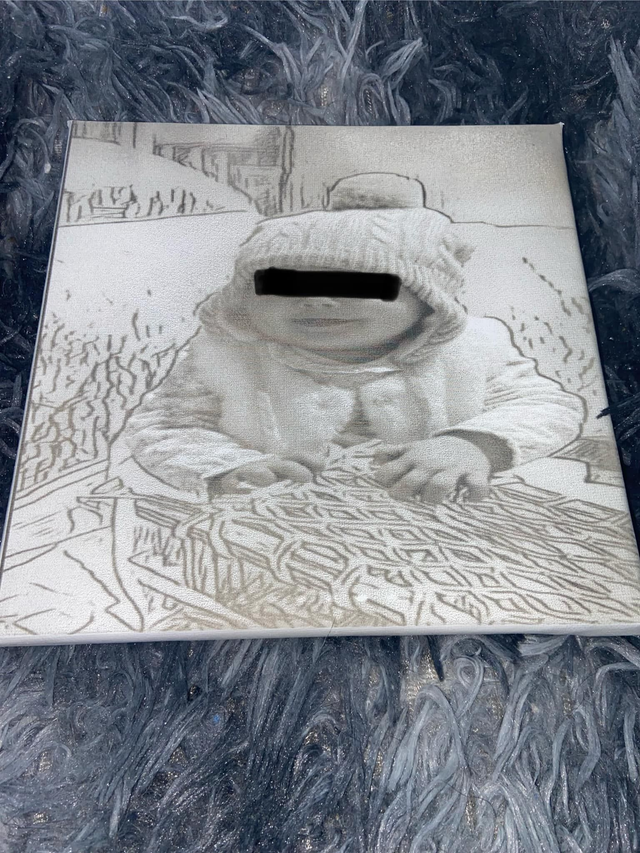 Toile Graver peint 