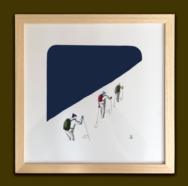 dessin encadré "3 randonneurs"