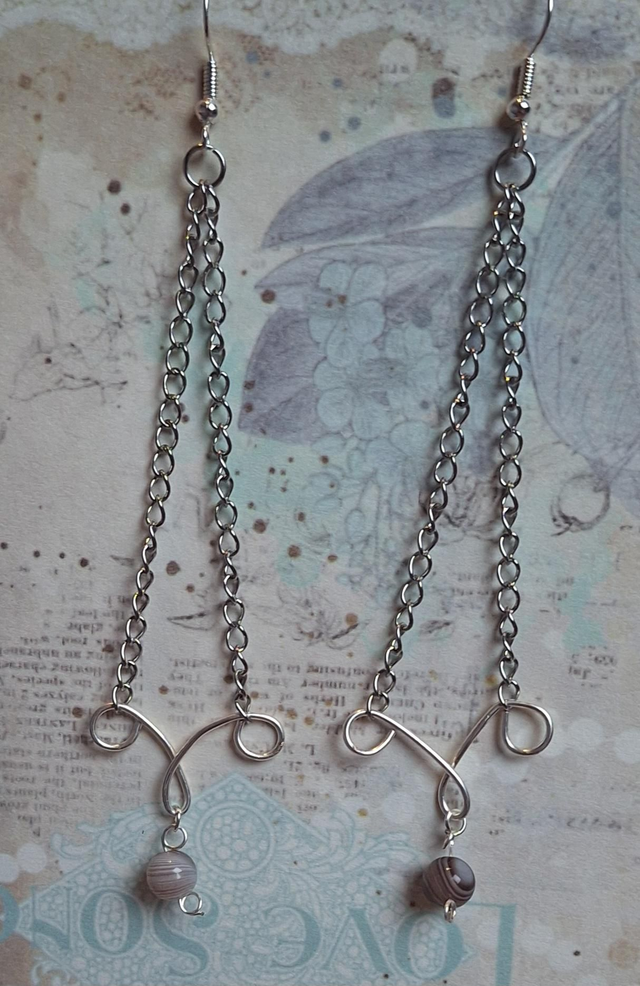 Mystic fables in silver with Persian agate, two earrings