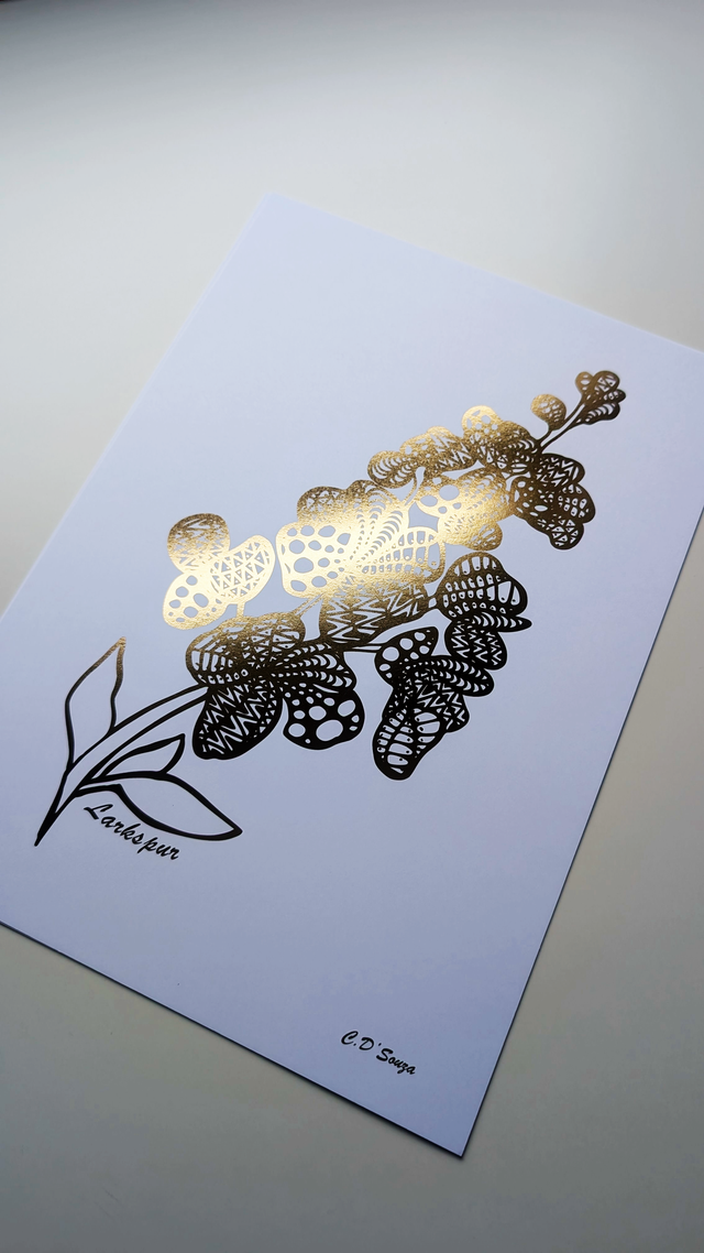 Larkspur / July Flower Foil Print