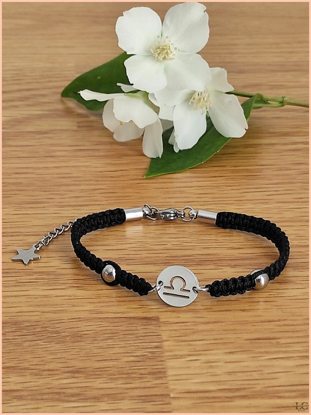  Bracelet macramé signe du zodiaque argenté