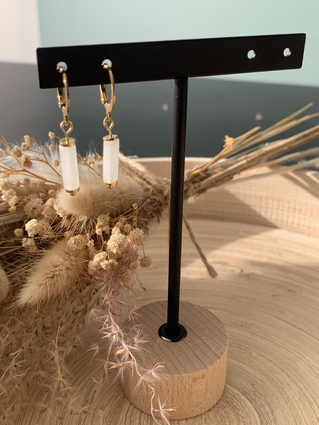 Boucles d'oreilles Auréline Quartz laiteux blanc