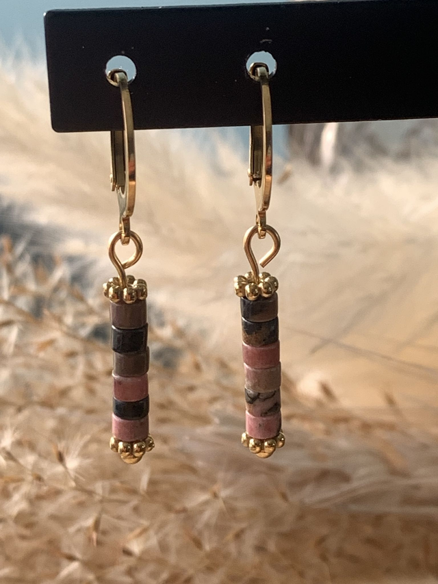 Boucles d'oreilles Rosamaria Marbre brun/rose