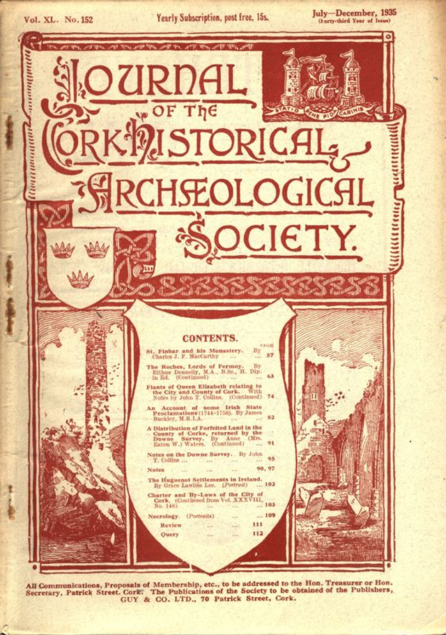 Journal of the Cork Historical and Archaeological Society Vol. XL No. 152 (1935)