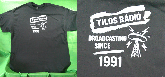  Mens T-Shirt - Black - Size 'XL' - UFO Broadcast Tilos Radio Inspired Design - Tilos Maraton Glasgow 2025 Edition - All Profit goes to www.tilos.hu 