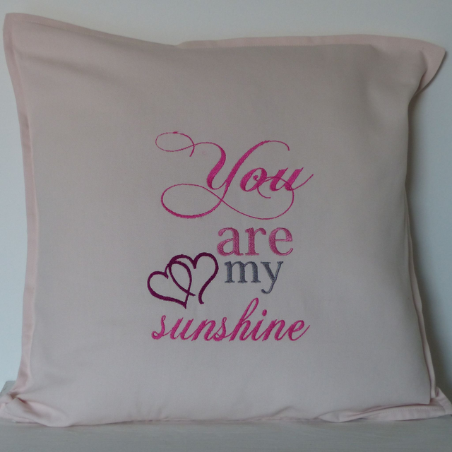 Kissenhülle rosa „You are my Sunshine“