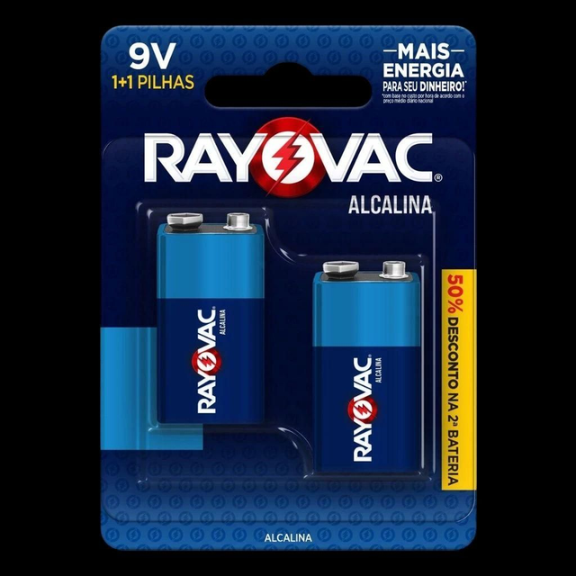 Bateria 9V 1+1 Rayovac com 2 unidades Cód 769