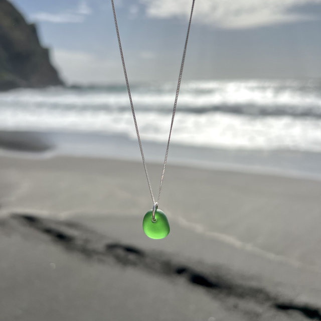 Green Seaglass Necklace - Jump Ring