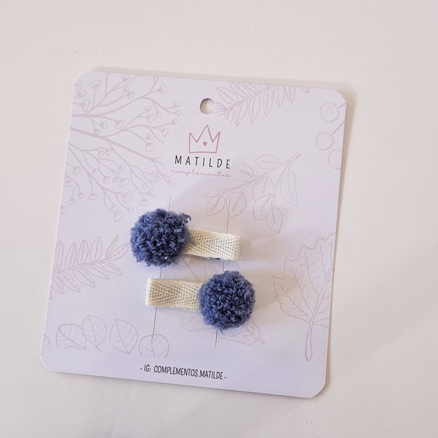 Mini Pinza Par Azul Pompón