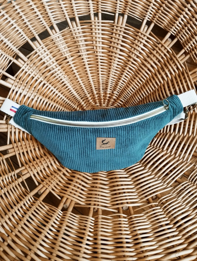 Sac banane en velours côtelé - Bleu canard