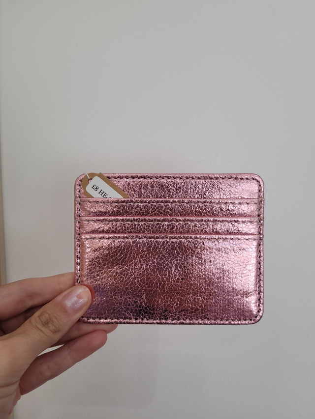 Pink metallic card holder - 7 compartments - HE-102
