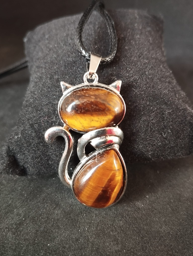 Pendentif Chat en Œil de Tigre 