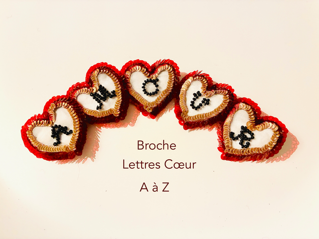 Broche Lettres Cœur 1 lettre sur K à O