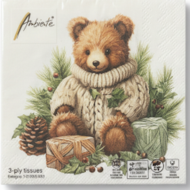 Servilleta pequeña OSO NAVIDAD