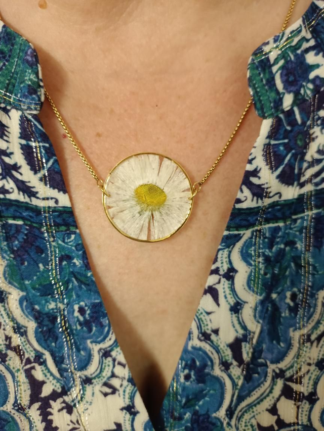 Modèle unique - Collier Fleur séchée - Pâquerette