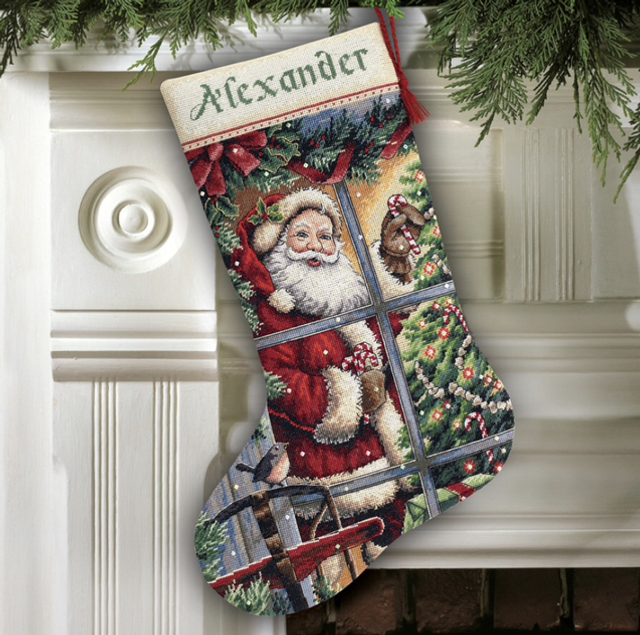 Candy Cane Santa Counted Cross stitch kit by Dimensions.