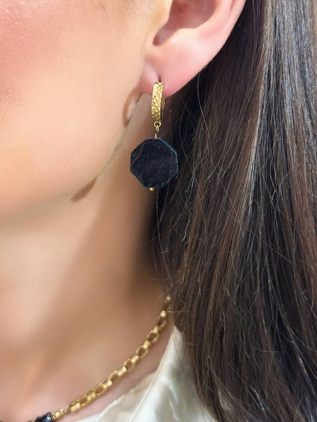 ✨ Black Tourmaline Hoop Earrings