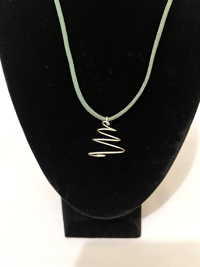 Hand-Formed Silver Spiral Pendant on Cord – Recycled Sterling Silver