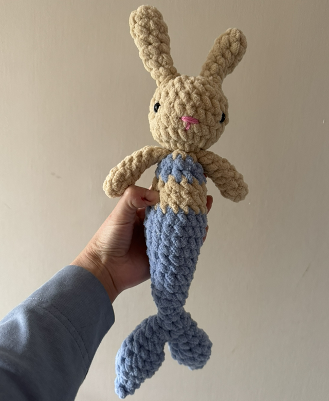Handmade &amp; Crocheted Mermaid Bunny - Blue