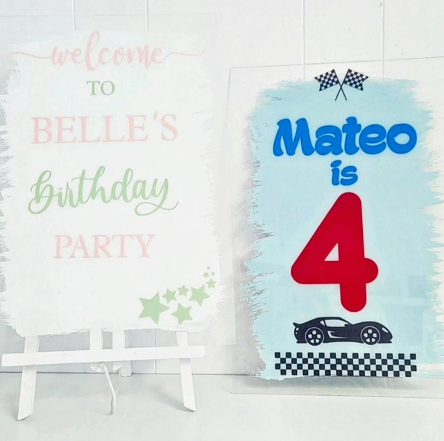 Acrylic A3 party sign