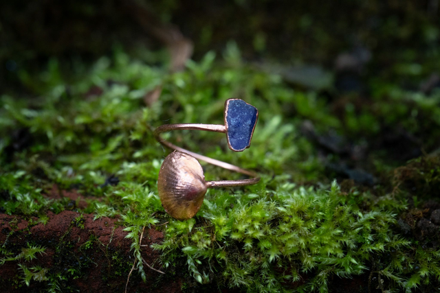Bague coque et verre de mer