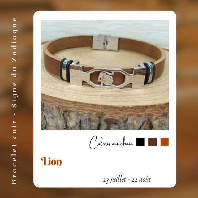 Bracelet en cuir - Lion