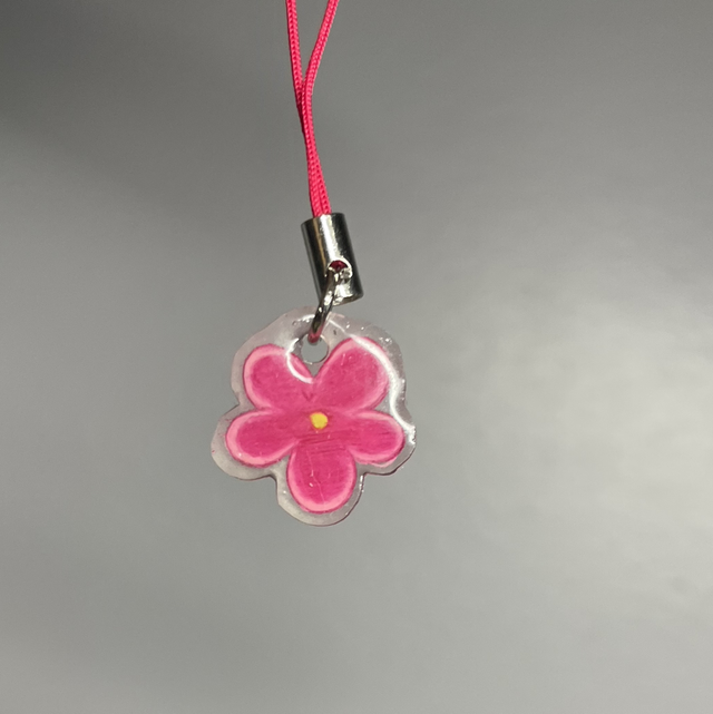 Mini Phone Charm Fleur rose