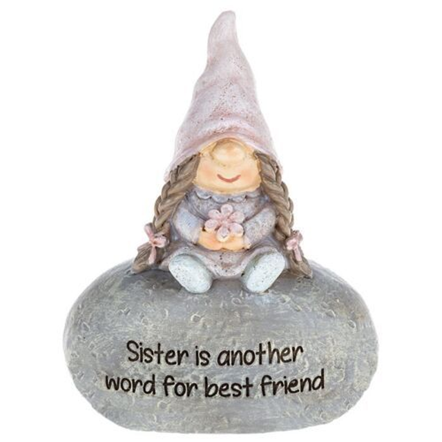 Beautiful Sentiment Stone Pebble with Gonk Figure on Top with Sentiment Words.