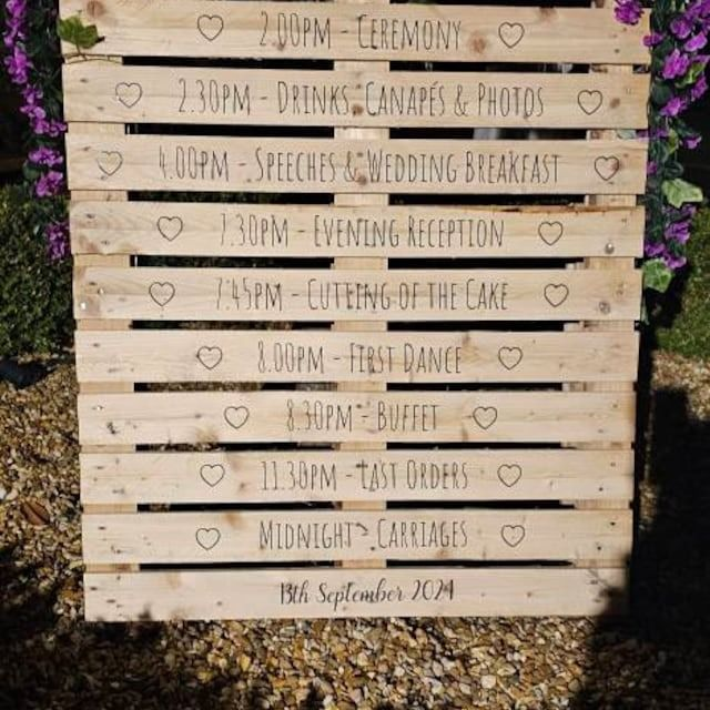 Personalised Order of Service Wedding Ceremony Vinyl Decal Sign Writing For Pallet Decoration Font 2