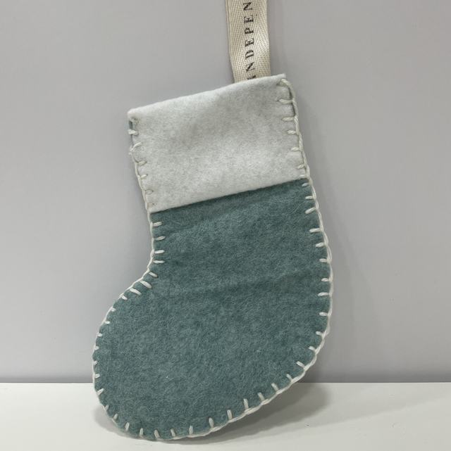 Handmade Felt Blue Stocking Christmas Decoration