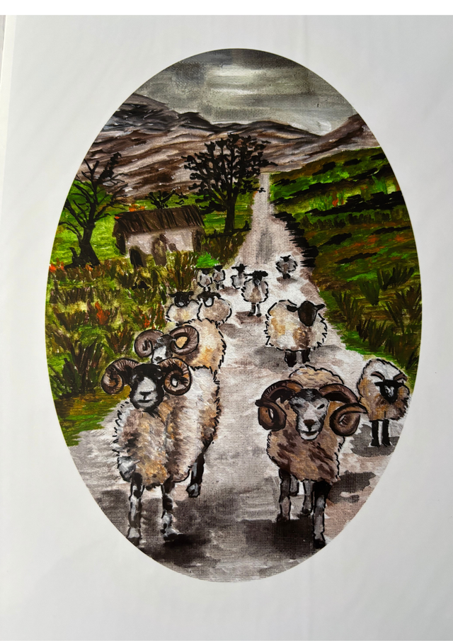 Sheep in Scottish highlands - a4 print