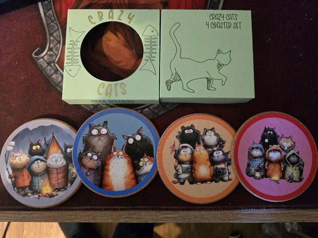 Crazy Cats 4 Coaster box set 