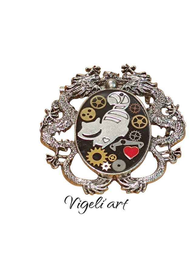Broche steampunk alice