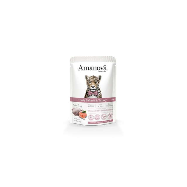 Amanova Pâtée 85gr chat saumon & dinde sans céréales (lot de 12 ou 24)