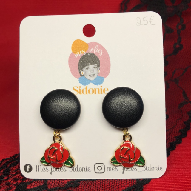 Mini Sidonie cuir breloque rose rouge