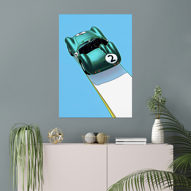 Aston Martin DBR1, Pop Art Print, Goodwood Festival of Speed, Stirling Moss, 1959 Tourist Trophy winning car, Digitally hand drawn art.