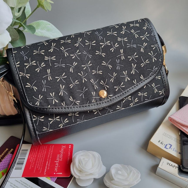 Mini-sac cartable "Tombo" noir & simili cuir noir