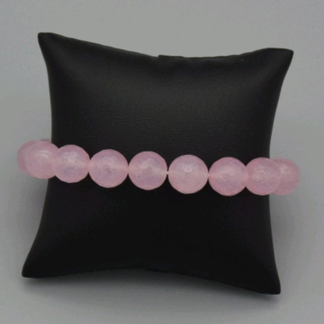 Bracelet en véritable quartz rose faceté