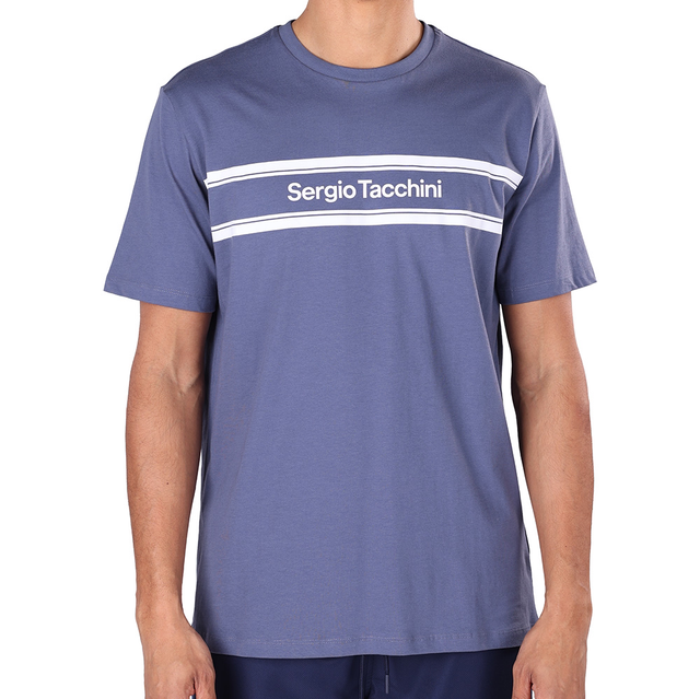 T-shirt Sergio Tacchini Acquario 41236 Bleu Vinyle/Blanc