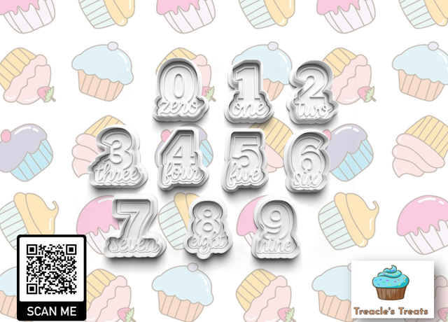 Numbers with text Fondant/cookie stamps with cutters
