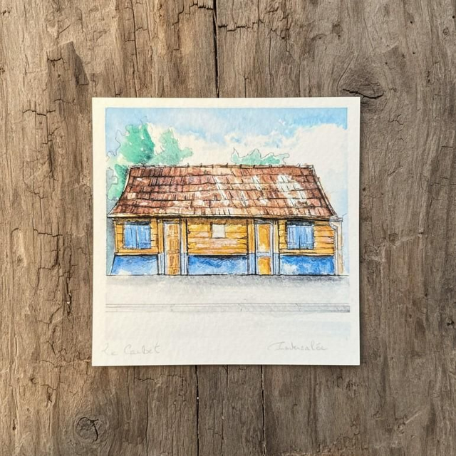 Encre et aquarelle mini - case créole #5 - Le Carbet - Martinique 