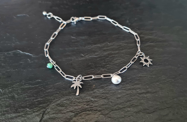 Bracelet de cheville "Tropic" en acier inoxydable 