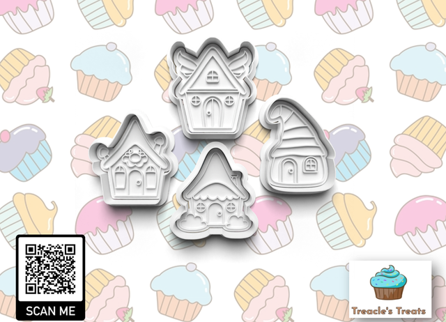 Gnomes Houses Theme Fondant/cookie stamps with cutters
