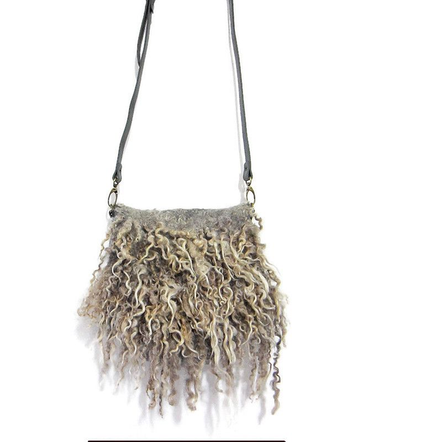Borsa donna fatta a mano borsa a tracolla feltro lana merino grigio regalo per donna borsa unica per ragazza Borsa ecologica