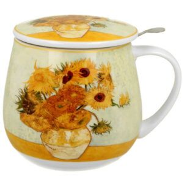 Taza sunflowers, porcelana 0,40 l. filtro y tapa, en caja de regalo. *331