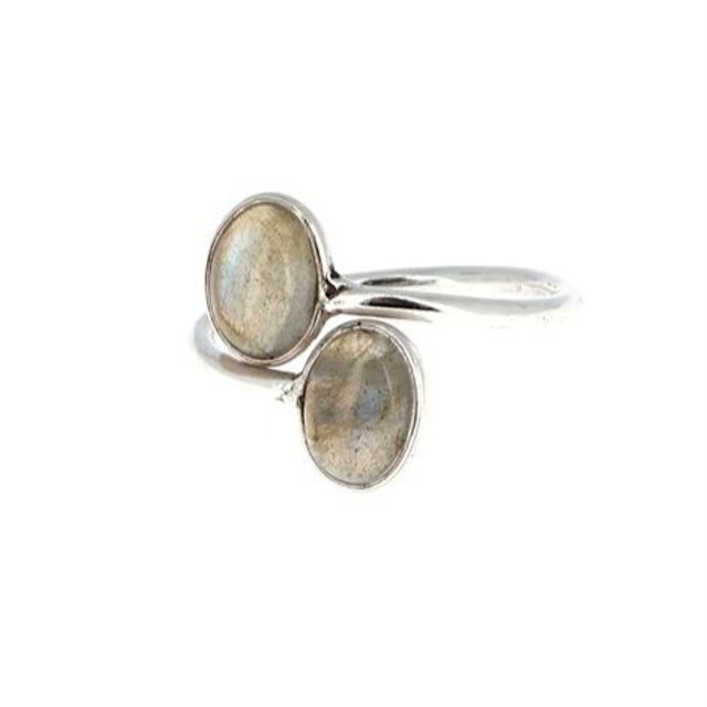 Bague ajustable Labradorite double argent 925