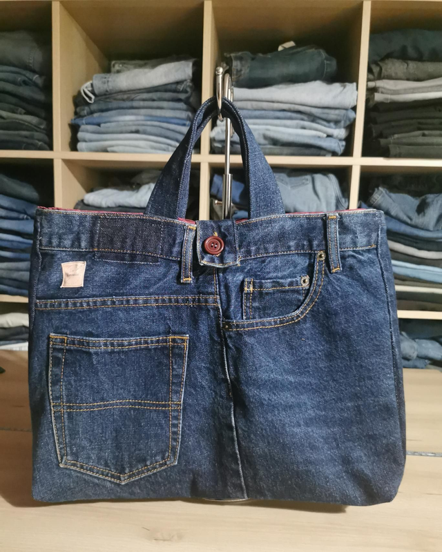 Sac cartable revisité #136 - Porté main et tissus contrastés