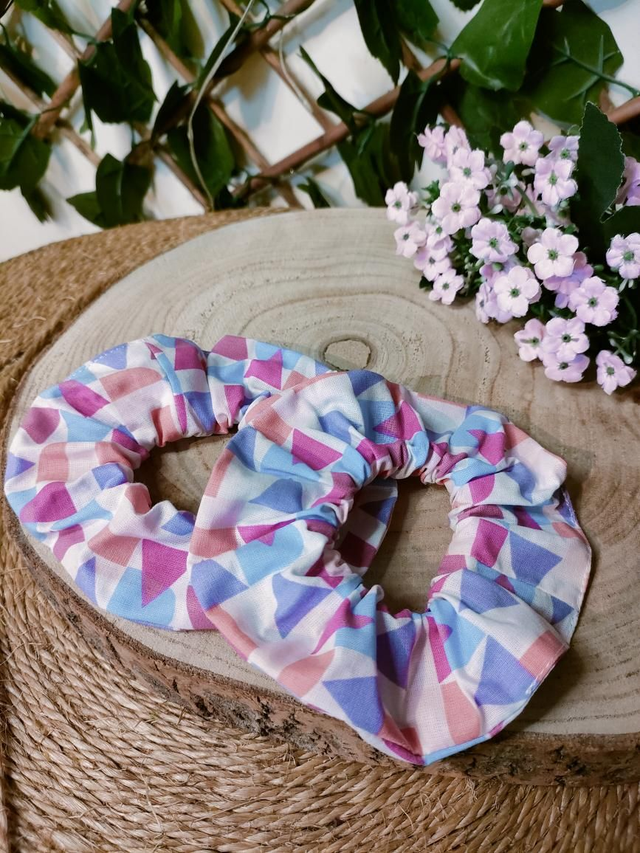 Maxi chouchou géométrique rose 