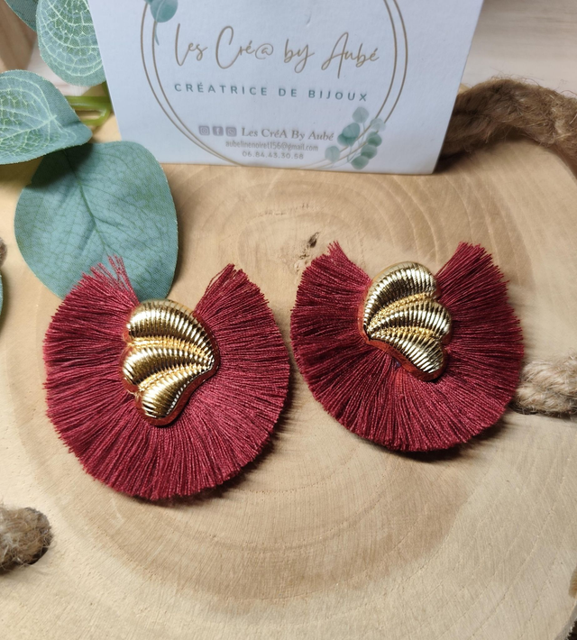 BO MINI BOHEME GOLD/ POMPONS BORDEAUX 0000778