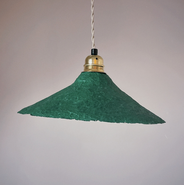 Abat jour suspension papier mâché London verte foncé